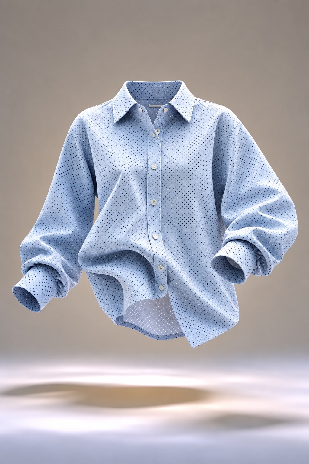 Sky Blue Micro Print Formal Shirt for Women