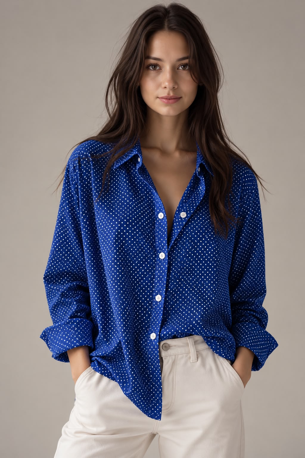 Navy Micro Print Formal Shirt – Elegant Workwear