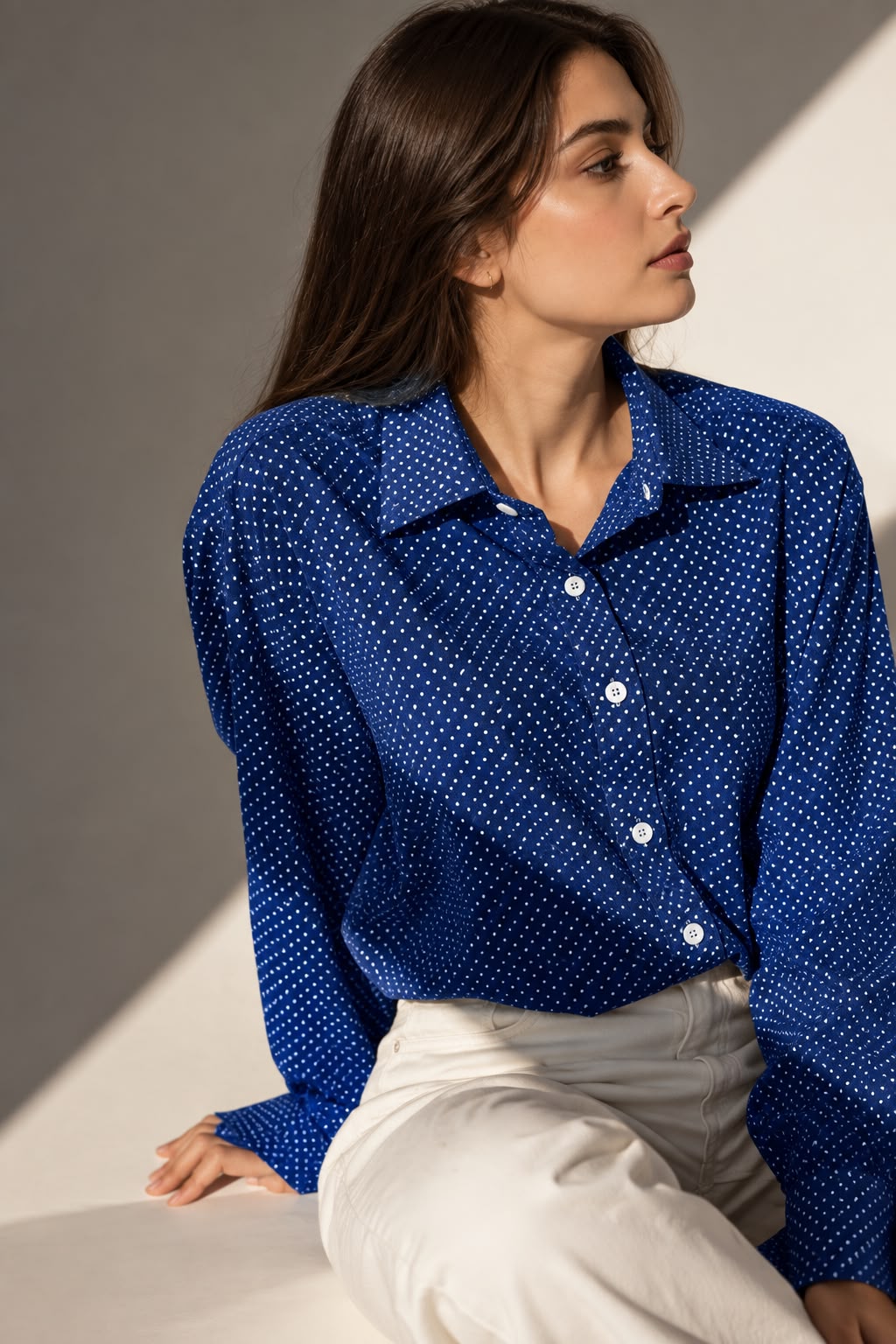 Navy Micro Print Formal Shirt – Elegant Workwear